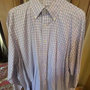 Vineyard Vines Men's Button-Down Plaid Shirt in Blue and Pink